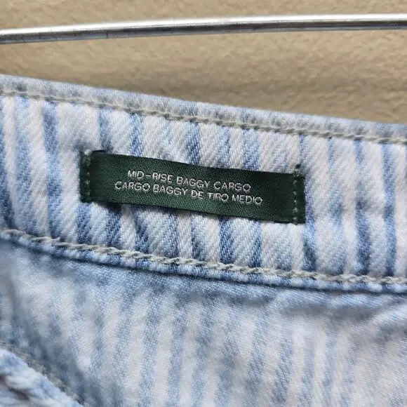 Wild Fable Railroad Striped Mid-Rise Baggy Cargo Jeans Skater Blue White SZ 6/R - Picture 3 of 5